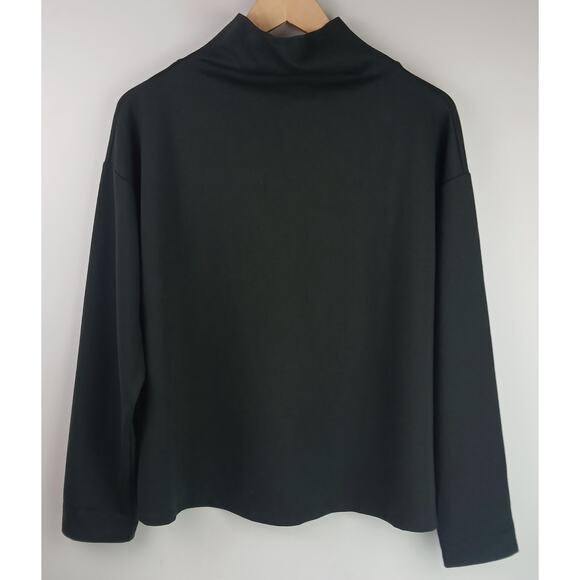 Eileen Fisher SZ XS Stretch Jersey Knit Mock Neck Top In Black - Picture 2 of 5